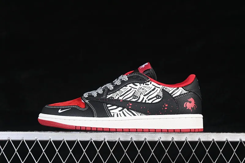 All categories Air Jordan Jordan series basketball shoes Air Jordan 1 Low High-end customized low-top sneakers Travis Scott x Fragment Design x Air Jordan 1 Low OG SP AJ1 Joe 1 Year of the Horse limited black and red zebra low-top cultural casual sneakers DZ2688-109